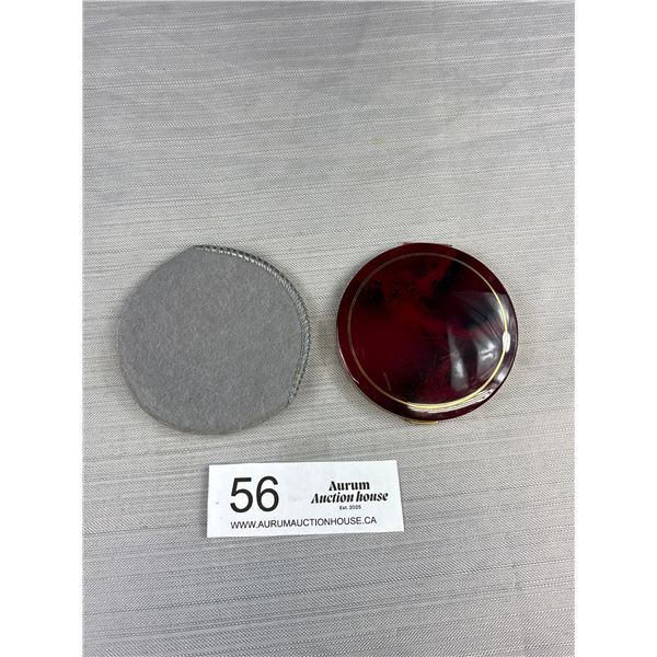 Exquisite Antique Deep Red Enamel Gold Compact Excellent!