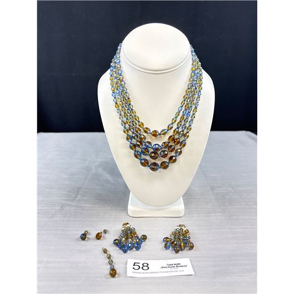 Exquisite Antique Signed W. Germany Watermelon Glass Bead Necklace