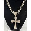 Image 2 : Very Solid Gem Set Marked Tiffany & Co. Silver Cross Necklace