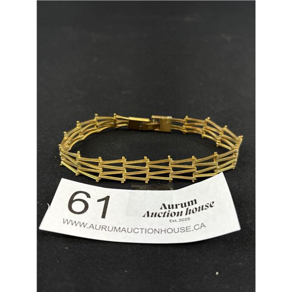 Hallmarked Gate Link Bracelet Marked 1/20th 14k Very Nice