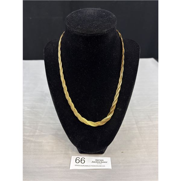 Vintage Gold Plated Braid Necklace Solid Quality