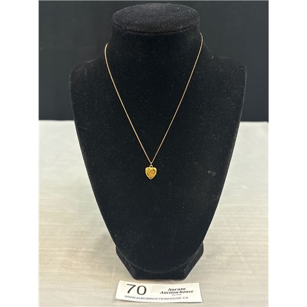 Vintage C.1970's Gold Heart Necklace Marked Gold Filled (GF)