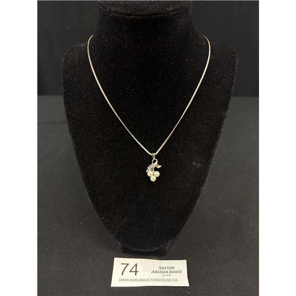 Antique Sterling Genuine Pearl Grape Cluster Necklace Signed