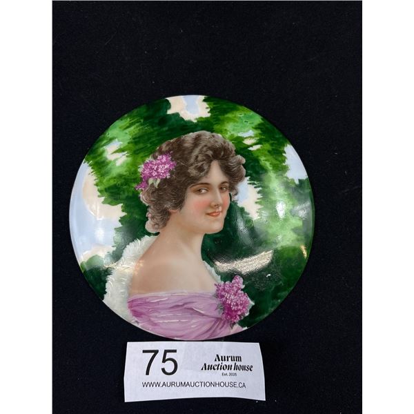 Antique Hand Painted Porcelain Art Nouveau Portait Lovely!