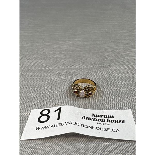 Vintage C.1980's Marked Gold Plated Opal Ring