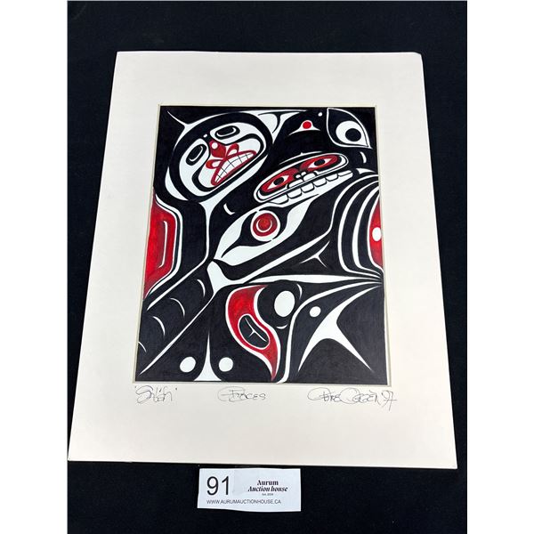 Very Nice 11"X14" West Coast Native Print Faces