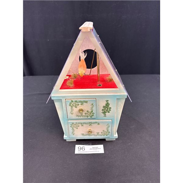 Vintage Musical Birdhouse Jewelry Box - Bird Swings & Music Plays!