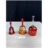 Image 1 : 3 Crystal Hand Bells - One Signed Hand Painted Fenton