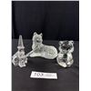 Image 1 : Signed Fenton Crystal Bear, Crystal Church & Cat Figure
