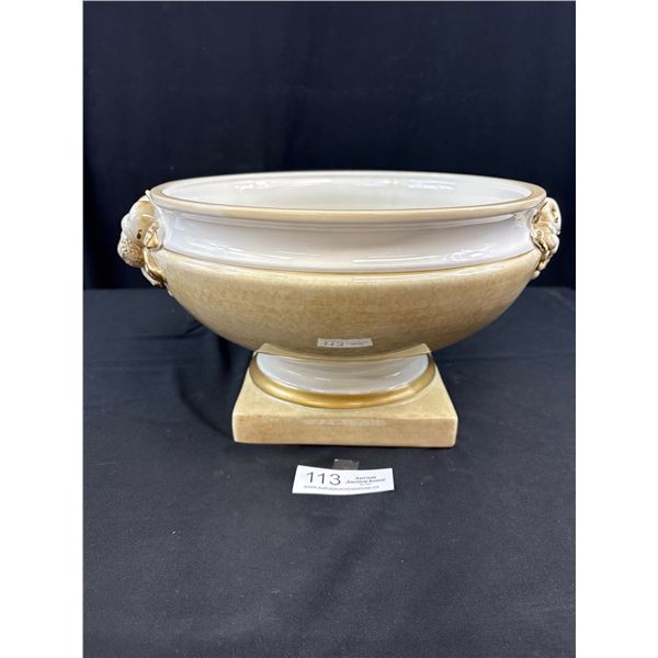 Vintage Italian Creamware Ceramic Pedestal Decorative Centre Bowl