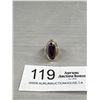 Image 1 : Sterling Silver Ring w/ Dark Purple Stone