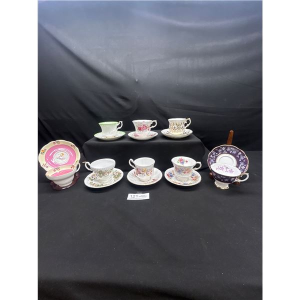 Lot of 8 Vintage Bone china Teascups and Saucers: Royal Minster, Royal Standard Etc no chips no crac