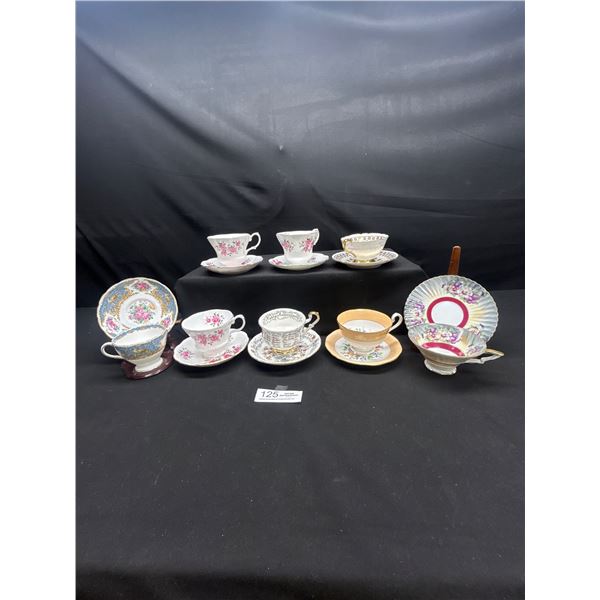 Lot of 8 Vintage Bone china Teascups and Saucers: Foley, Paragon, etc no chips no cracks