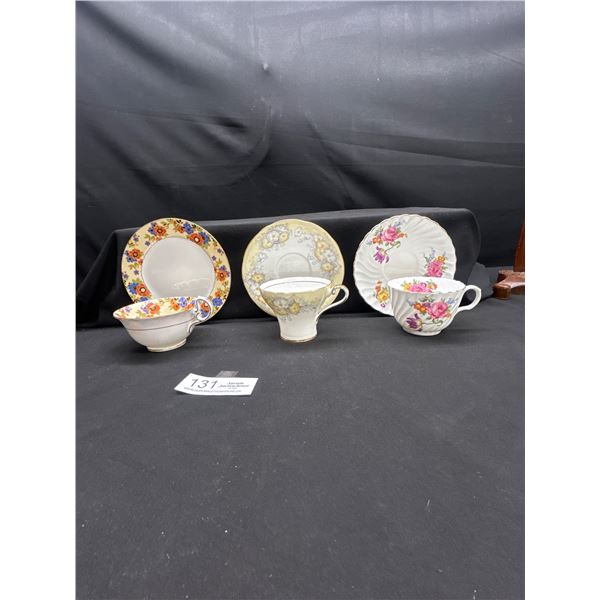Lot of 3 Vintage Aynsley Bone China Tea cups & Saucers no cracks no chips