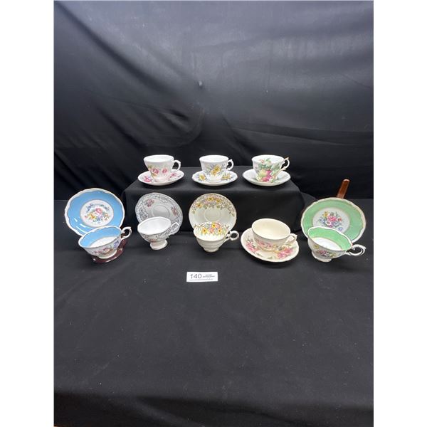 Lot of 8 Vintage Bone china Teascups and Saucers: Royal Albert, Duchess, etc no chips no cracks