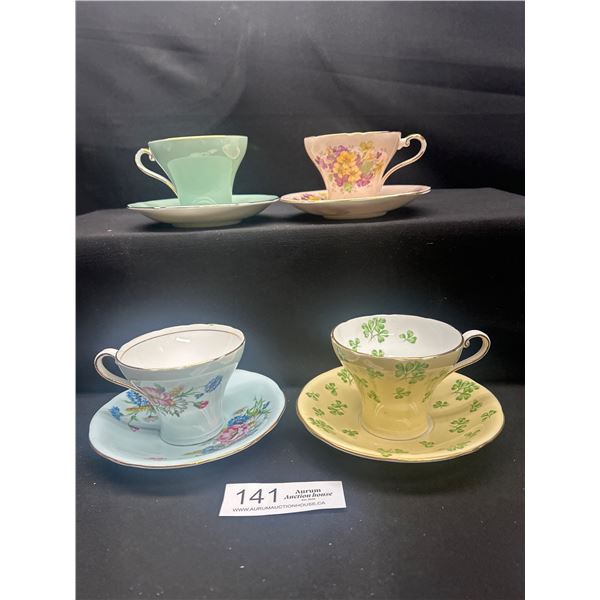 Lot of 4 Vintage Aynsley Bone China Tea cups & Saucers no cracks no chips