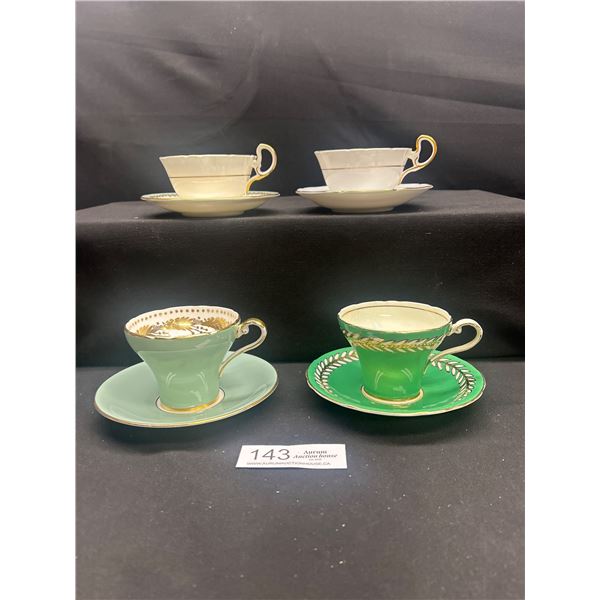 Lot of 4 Vinatge Aynsley Bone China Tea cups & Saucers no cracks no chips