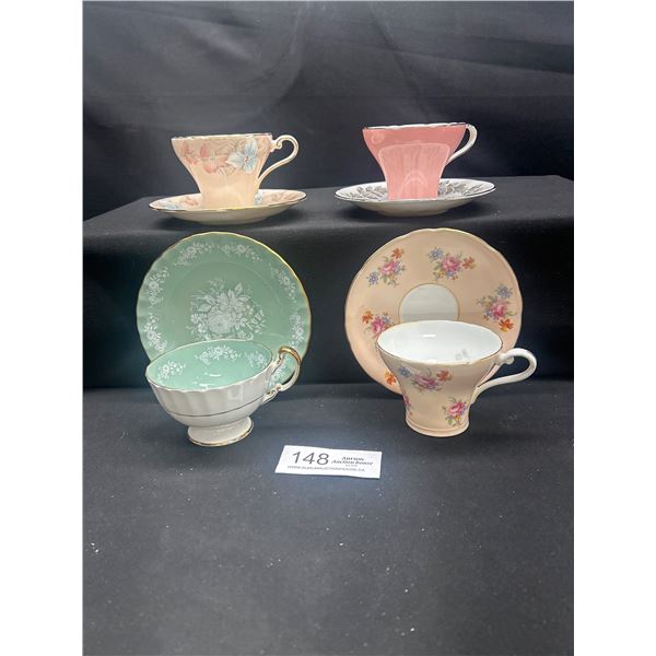 Lot of 4 Vintage Aynsley Bone China Tea cups & Saucers no cracks no chips