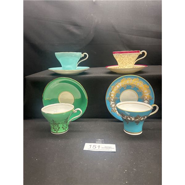 Lot of 4 Vintage Aynsley Bone China Tea cups & Saucers no cracks no chips