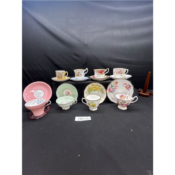 Lot of 8 Vintage Bone china Teascups and Saucers: Aynsley, Paragon, etc no chips no cracks