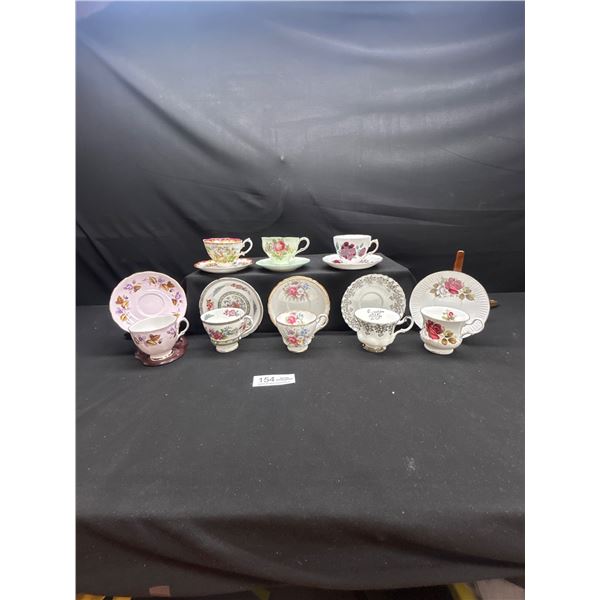 Lot of 8 Vintage Bone china Teascups and Saucers: Paragon Royal Albert Etc no chips no cracks