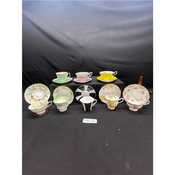Lot of 8 Vintage Bone china Teascups and Saucers: Paragon Royal Albert Etc no chips no cracks