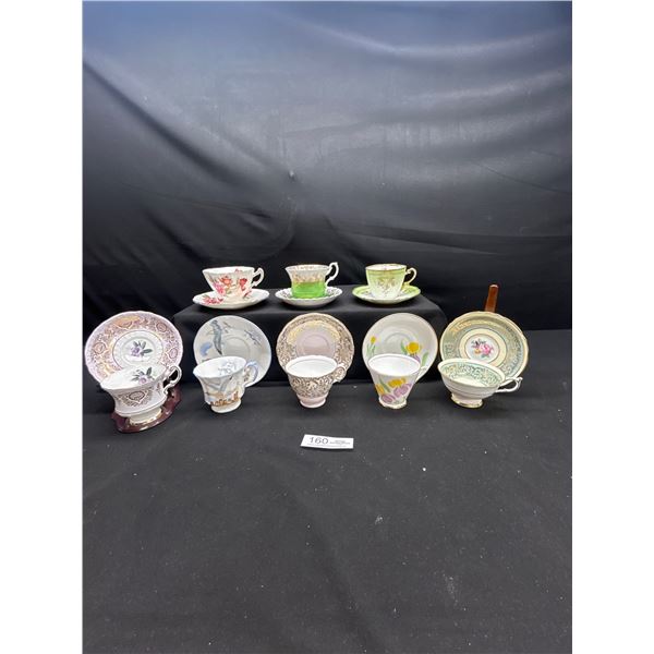 Lot of 8 Vintage Bone china Teascups and Saucers: Paragon Royal Albert Etc no chips no cracks