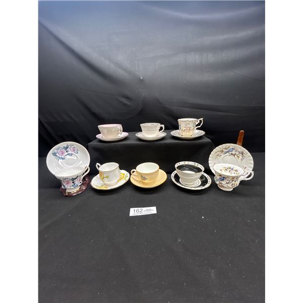 Lot of 8 Vintage Bone china Teascups and Saucers: windsor royal albert etc no cracks no chips