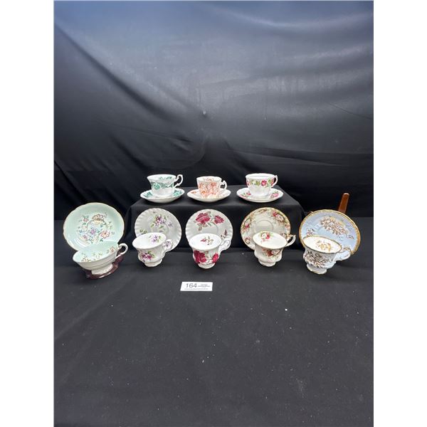 Lot of 8 Vintage Bone china Teascups and Saucers: Paragon, Royal Albert, etc no chips no cracks