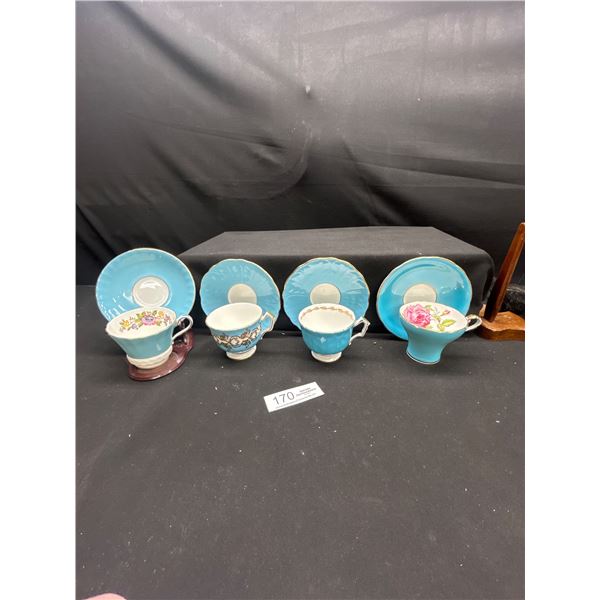Lot of 4 Vintage Aynsley Bone China Tea cups & Saucers no cracks no chips