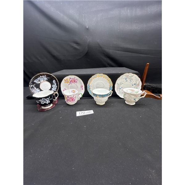 Lot of 4 Vintage Aynsley Bone China Tea cups & Saucers no cracks no chips