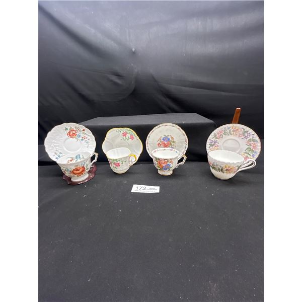 Lot of 4 Ainsley and Paragon Bonee China Tea cups and saucers no cracks no chips