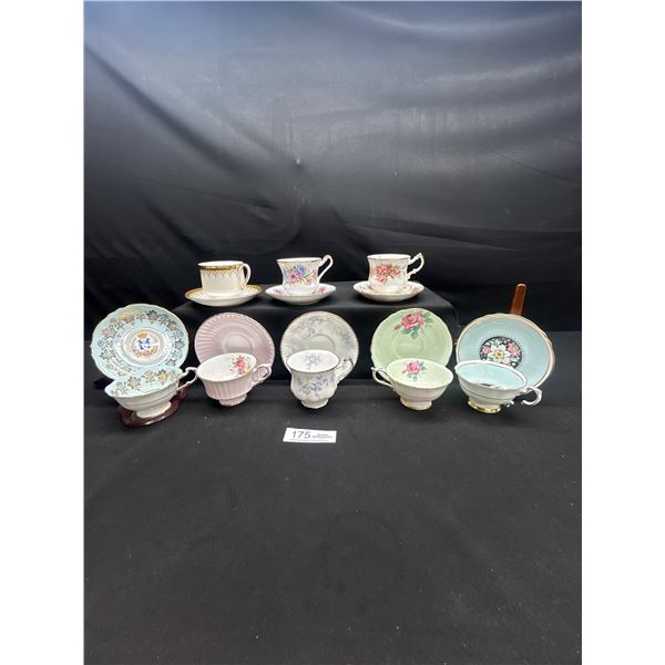 Lot of 8 Vintage Bone china Teascups and Saucers: Paragon no chips no cracks