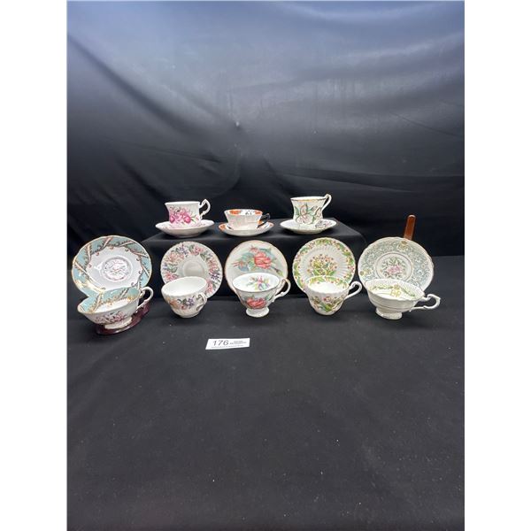 Lot of 8 Vintage Bone china Teascups and Saucers: Paragon no chips no cracks