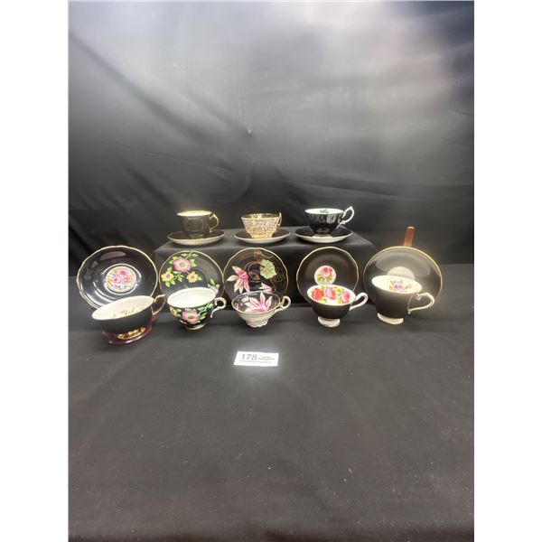 Lot of 8 Vintage Bone china Teascups and Saucers: Aynsley and Royal Albert