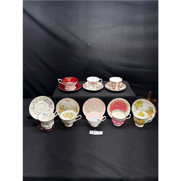 Lot of 8 Vintage Bone china Teascups and Saucers: Royal Albert, Royal Grafton no chips no cracks