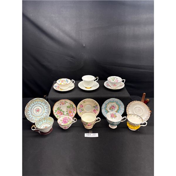 lot of 8 Vintage Bone China Teacups and Saucers Royal Albert etc no chips no cracks