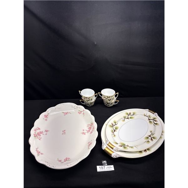 2 Narumi Made in Japan Bone China Platters and 6 Teacups no chips no cracks