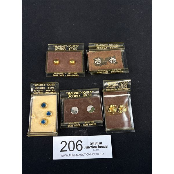 5 New Old Stock "Magnet-Iques" Earrings by "Coro"