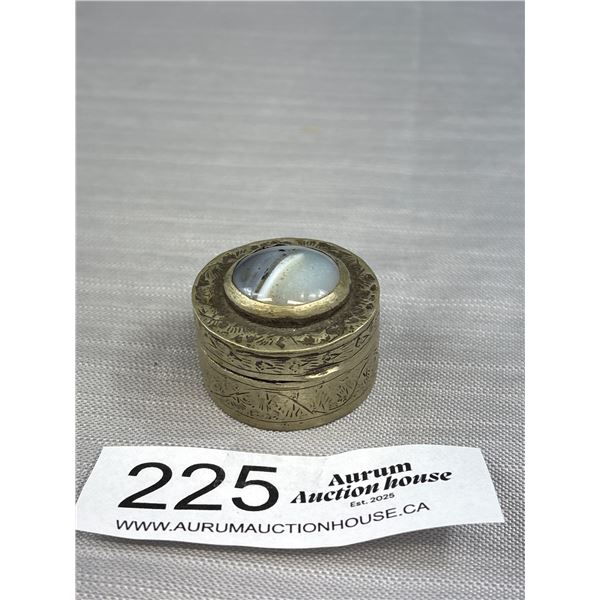 Antique Persian Silver Box with Insert Agate