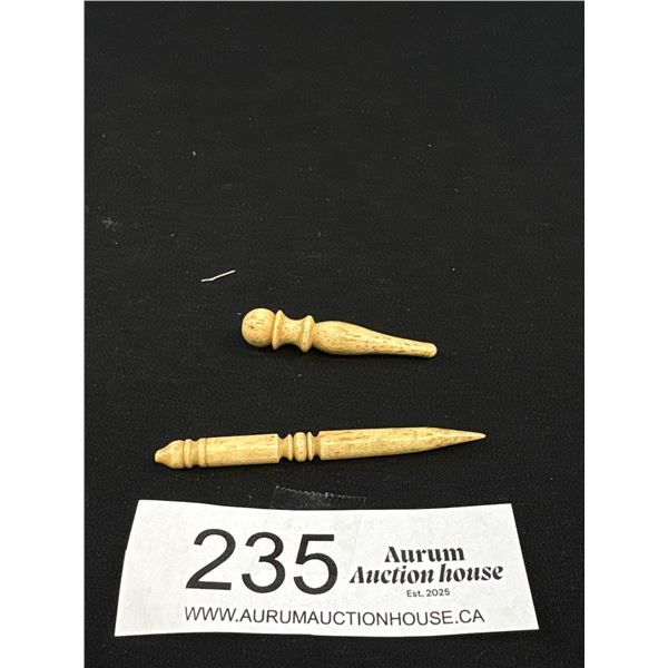 2 19th Cent. Turned Bone Sewing Items Circa 1860-1880