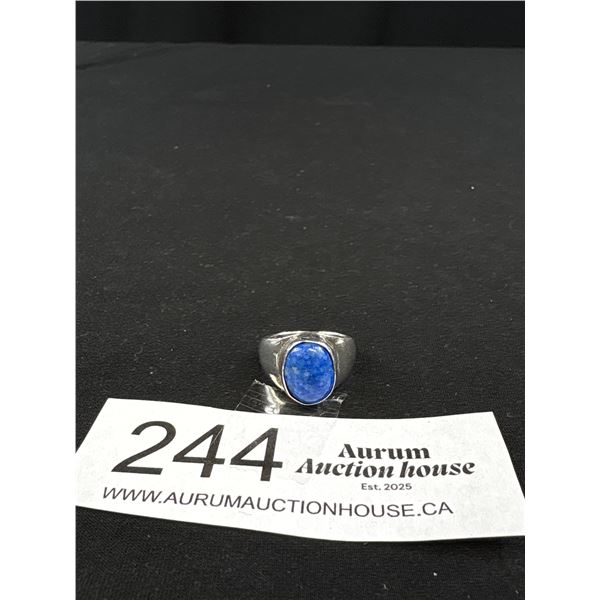 Vintage Sterling Silver w/ Lapis Lazuli Stone Ring, Marked Sterling Size 5 1/2