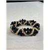 Image 2 : Vintage Faceted Black Glass Beads + Rhinestones Bracelet