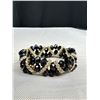 Image 3 : Vintage Faceted Black Glass Beads + Rhinestones Bracelet