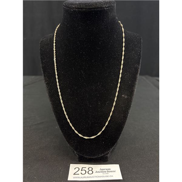 Sterling Silver Twisted Chain Necklace, Marked 925, Italy, Long, 20 1/2" Length