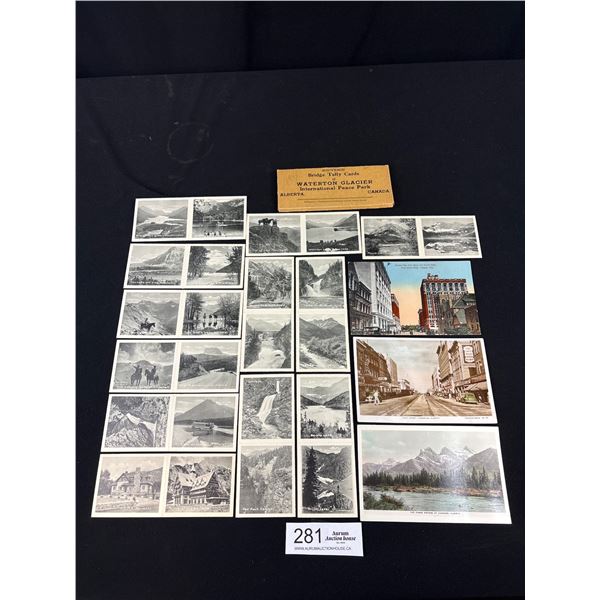 Vintage Alberta Postcard + Bridge Tally Photo's Lot