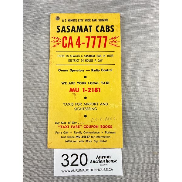 Vintage "Sasamat" Cabs Info Note Pad