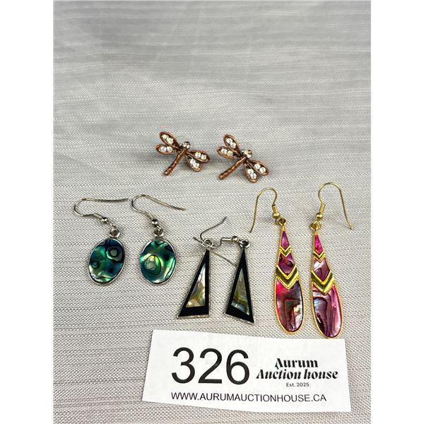 4 Pairs of Earrings (Dragonflies, Etc)