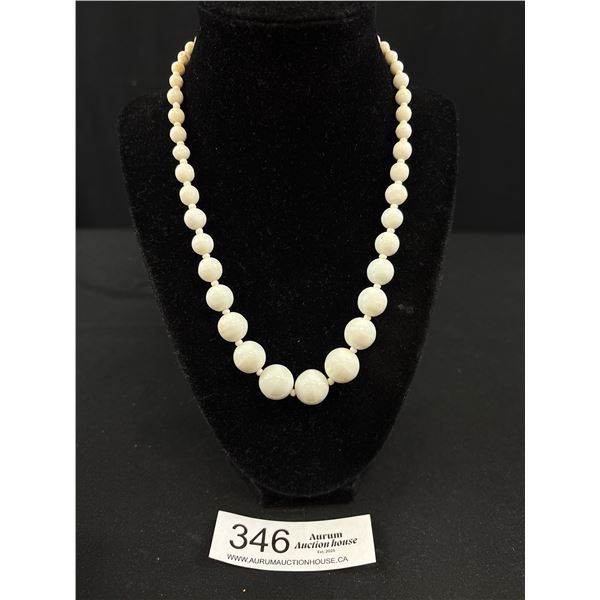 1930's Milk Glass Bead Necklace