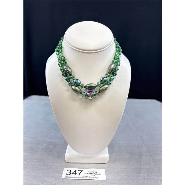 1940's-50's West German Green Crystal Necklace (Nice Item)